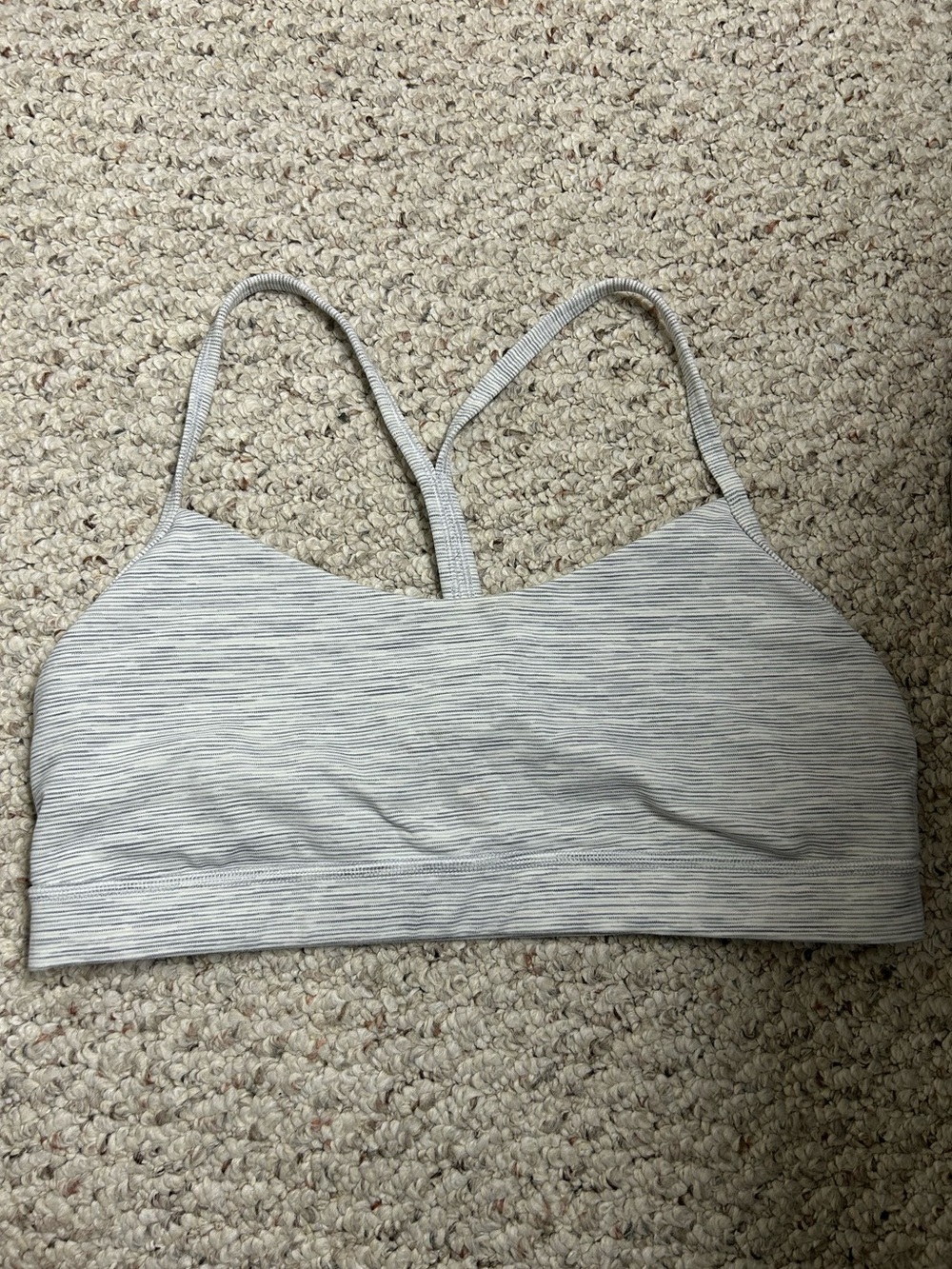 Lululemon Flow Y Sport Bra Nulu Size 12 Color Wee Stripe White Ambient Grey